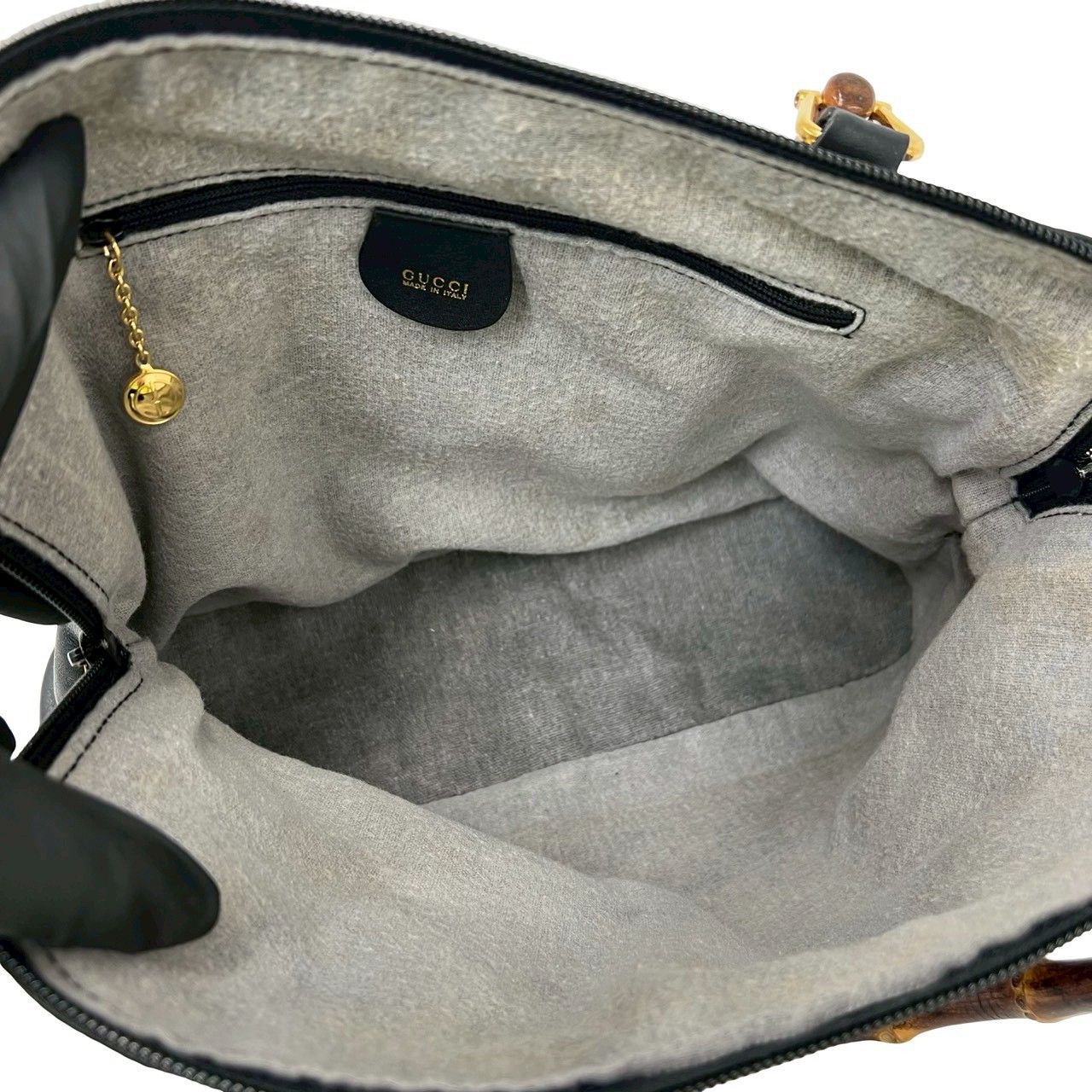 Gucci Vintage Bamb Leather 2-Way Shoulder Bag Black — view 9