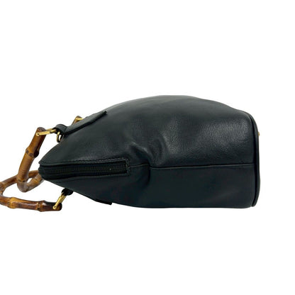 Gucci Vintage Bamb Leather 2-Way Shoulder Bag Black — view 5
