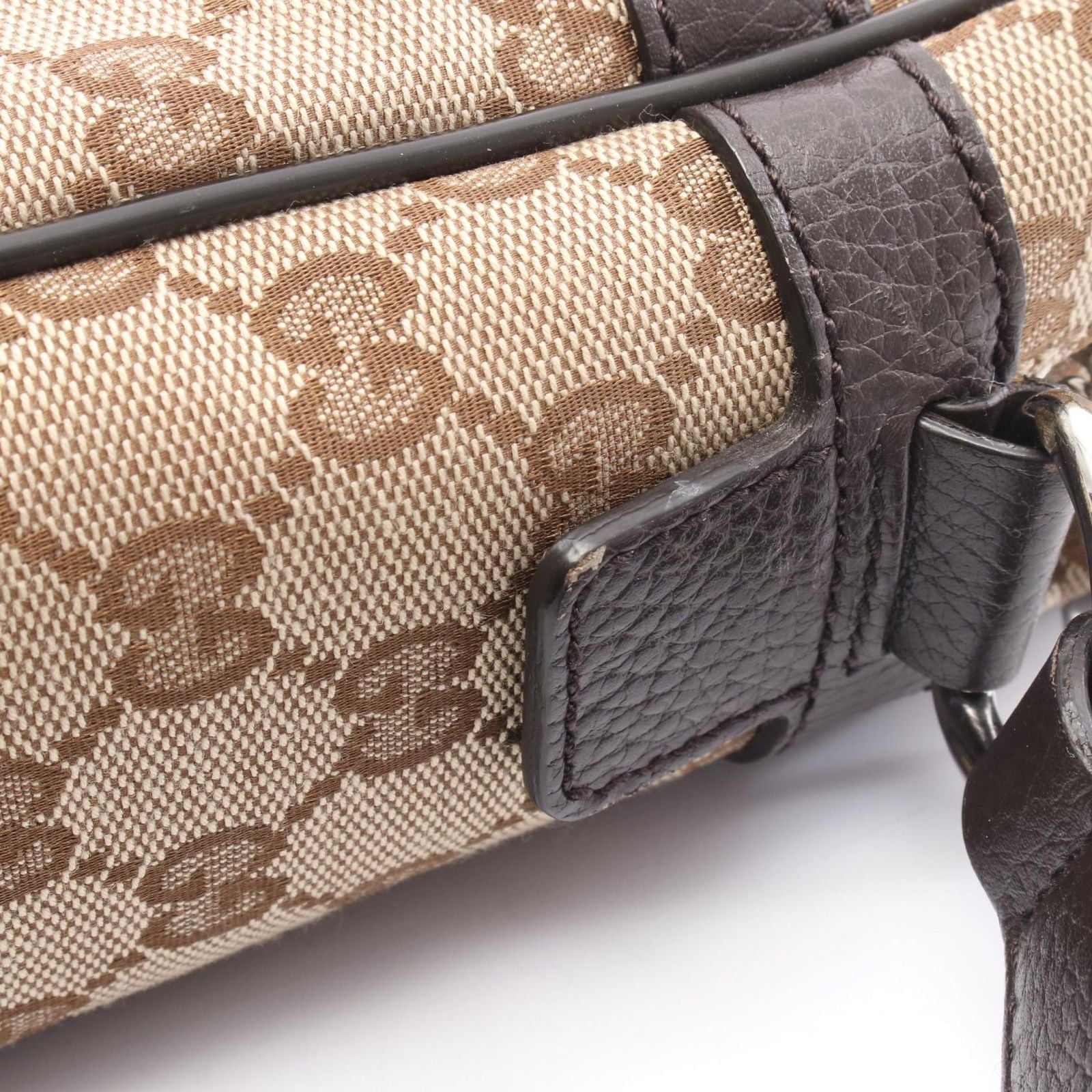 Gucci Shoulder Bag GG Canvas Beige Dark Brown — view 8
