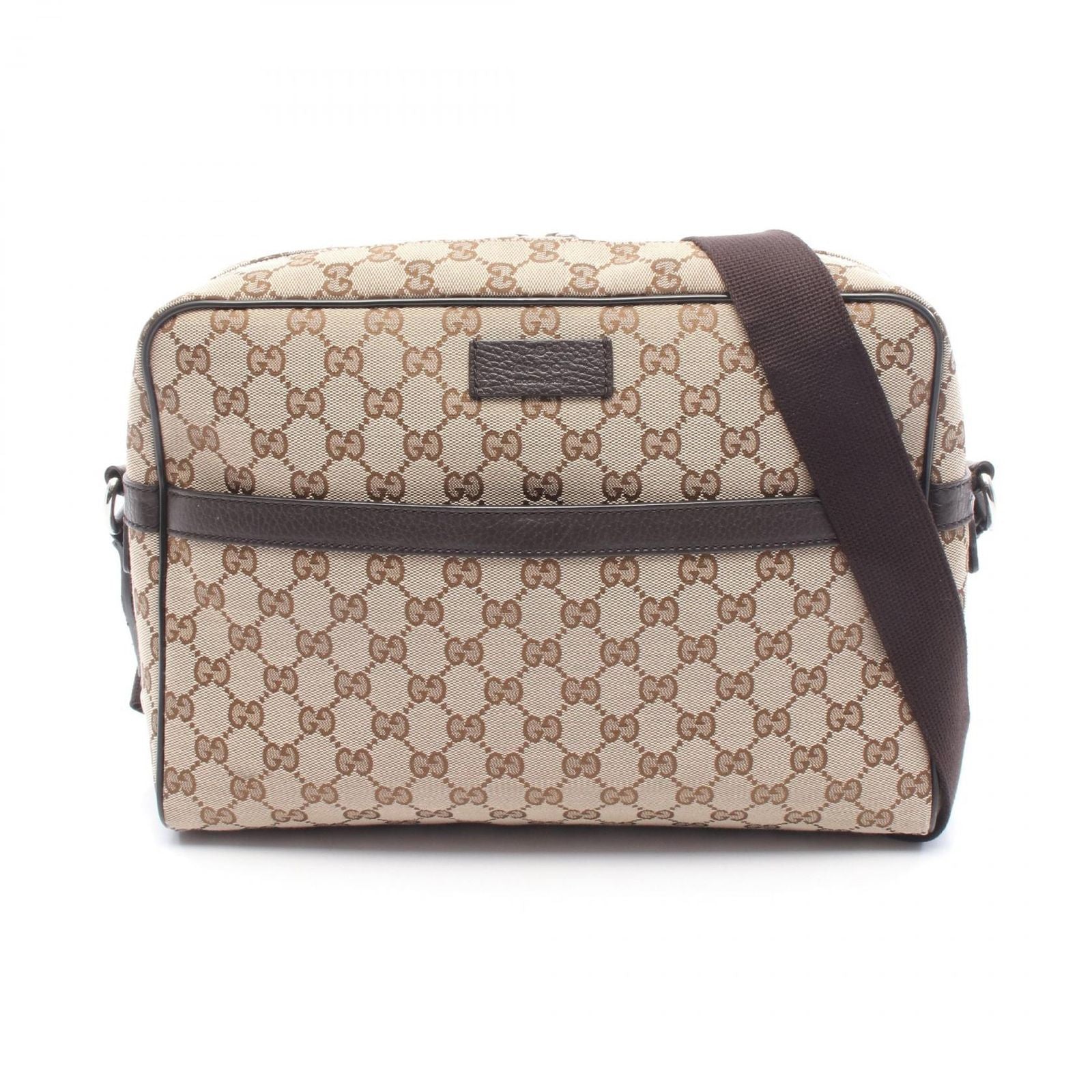Gucci Shoulder Bag GG Canvas Beige Dark Brown