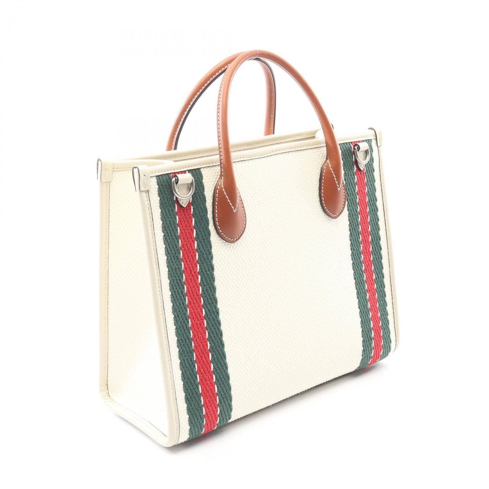 Gucci Tote Interlocking Small Off White Brown Canvas Leather 2-Way Handbag — view 2