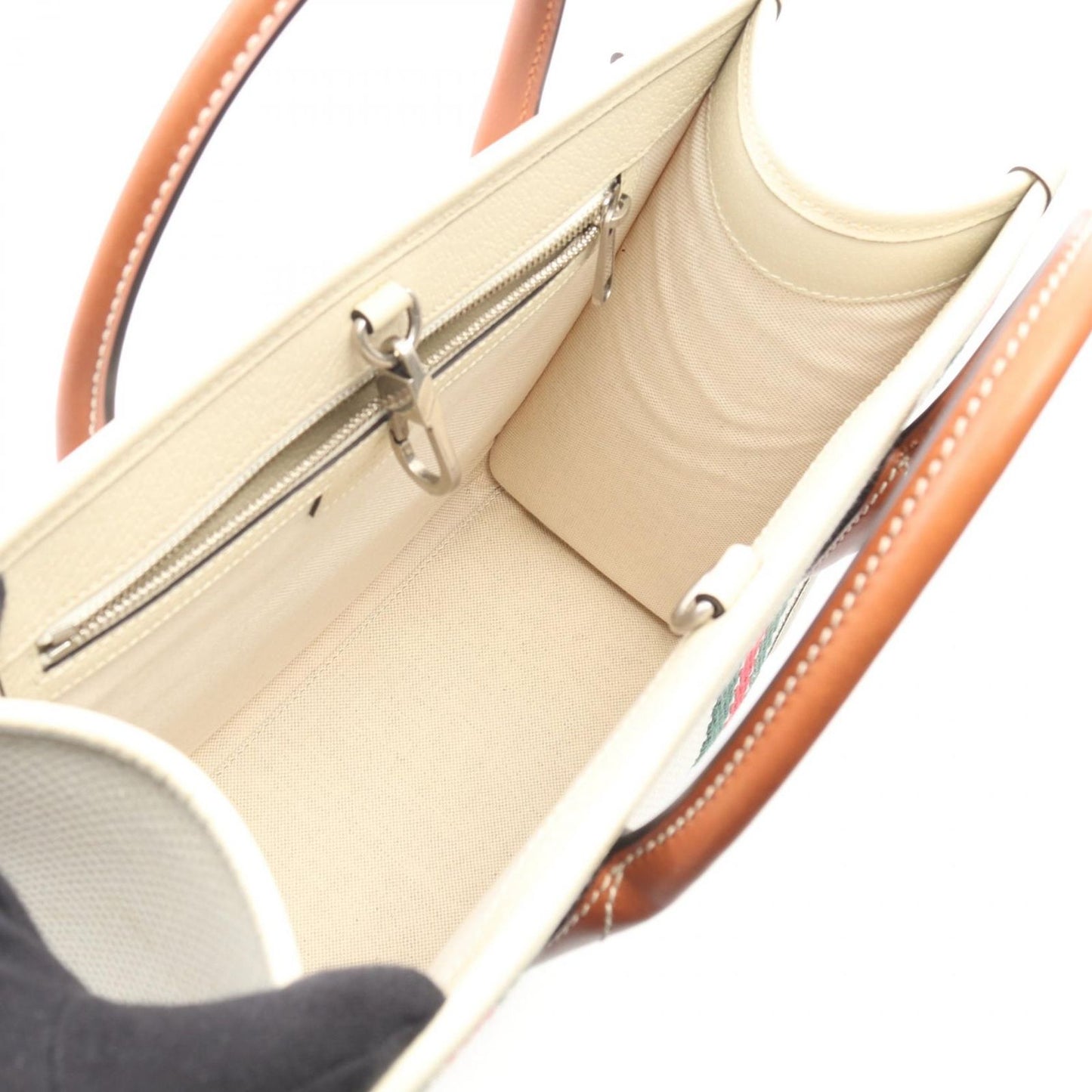 Gucci Tote Interlocking Small Off White Brown Canvas Leather 2-Way Handbag — view 3