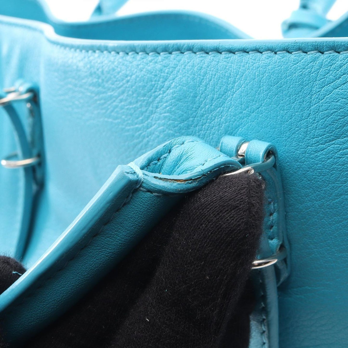 Balenciaga Tote Paper Turquoise Blue Leather — view 6