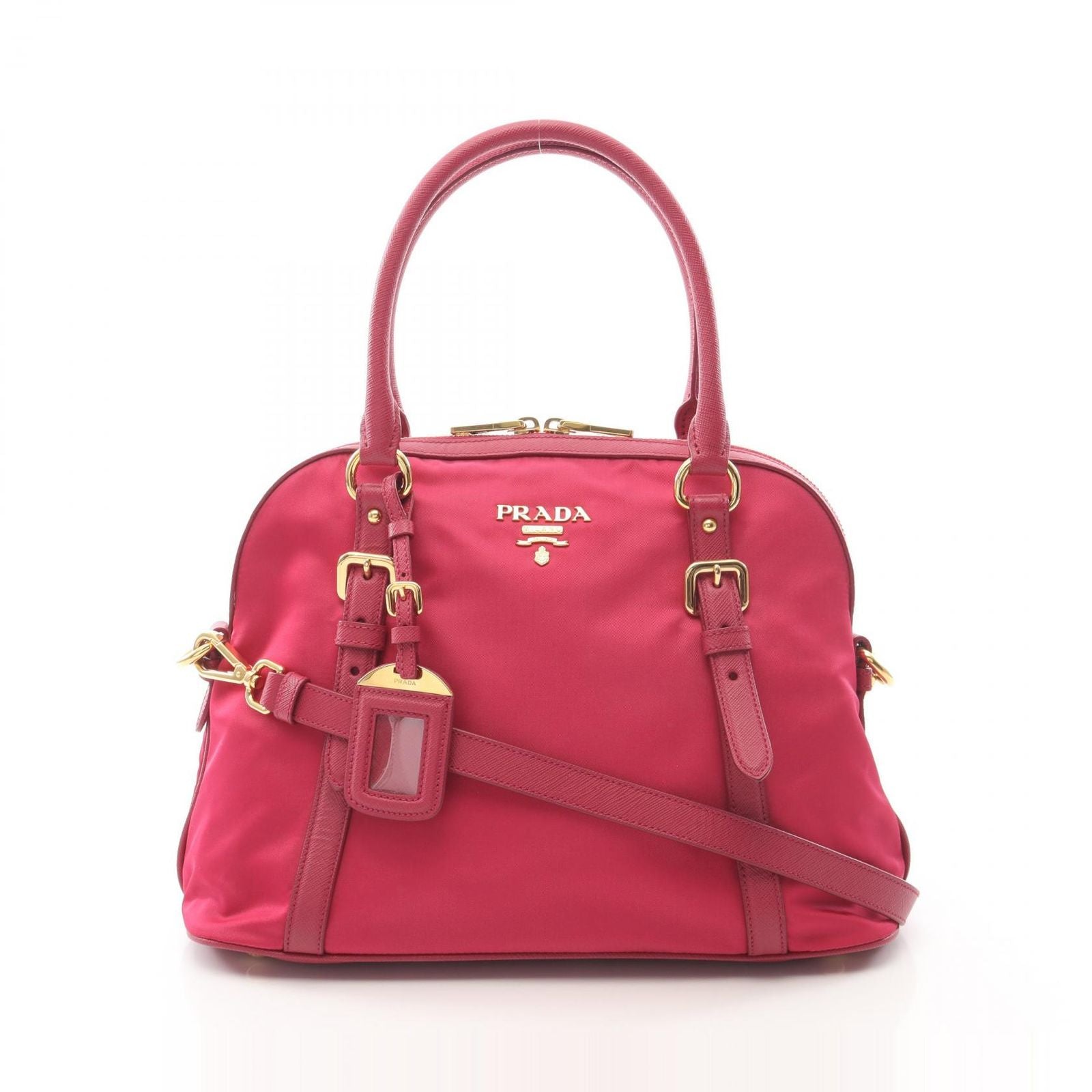 Prada Handbag Tessuto Saffiano Magenta Nylon Leather 2-Way