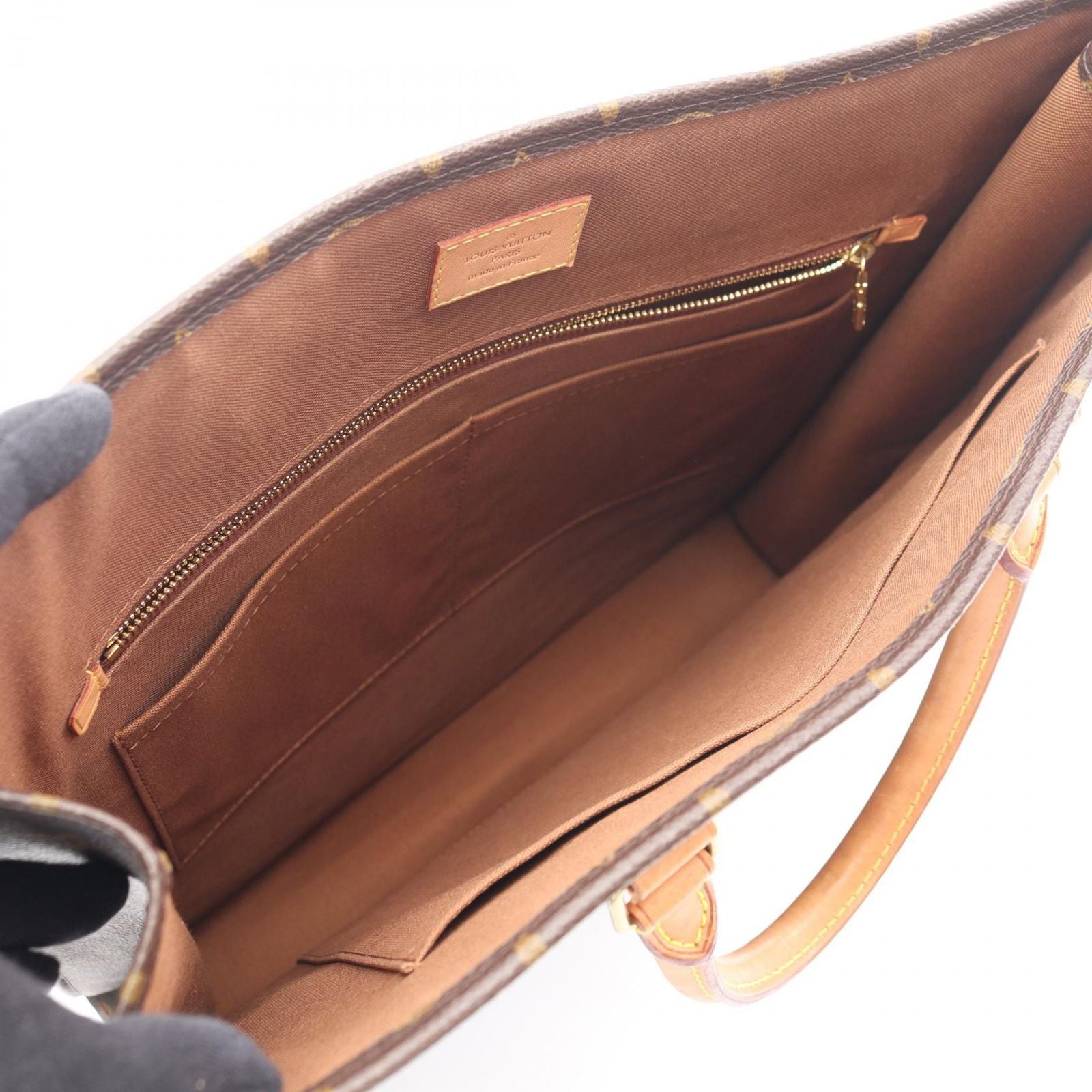 Louis Vuitton Tote Sac Plat Canvas Leather Sac Pla — view 3