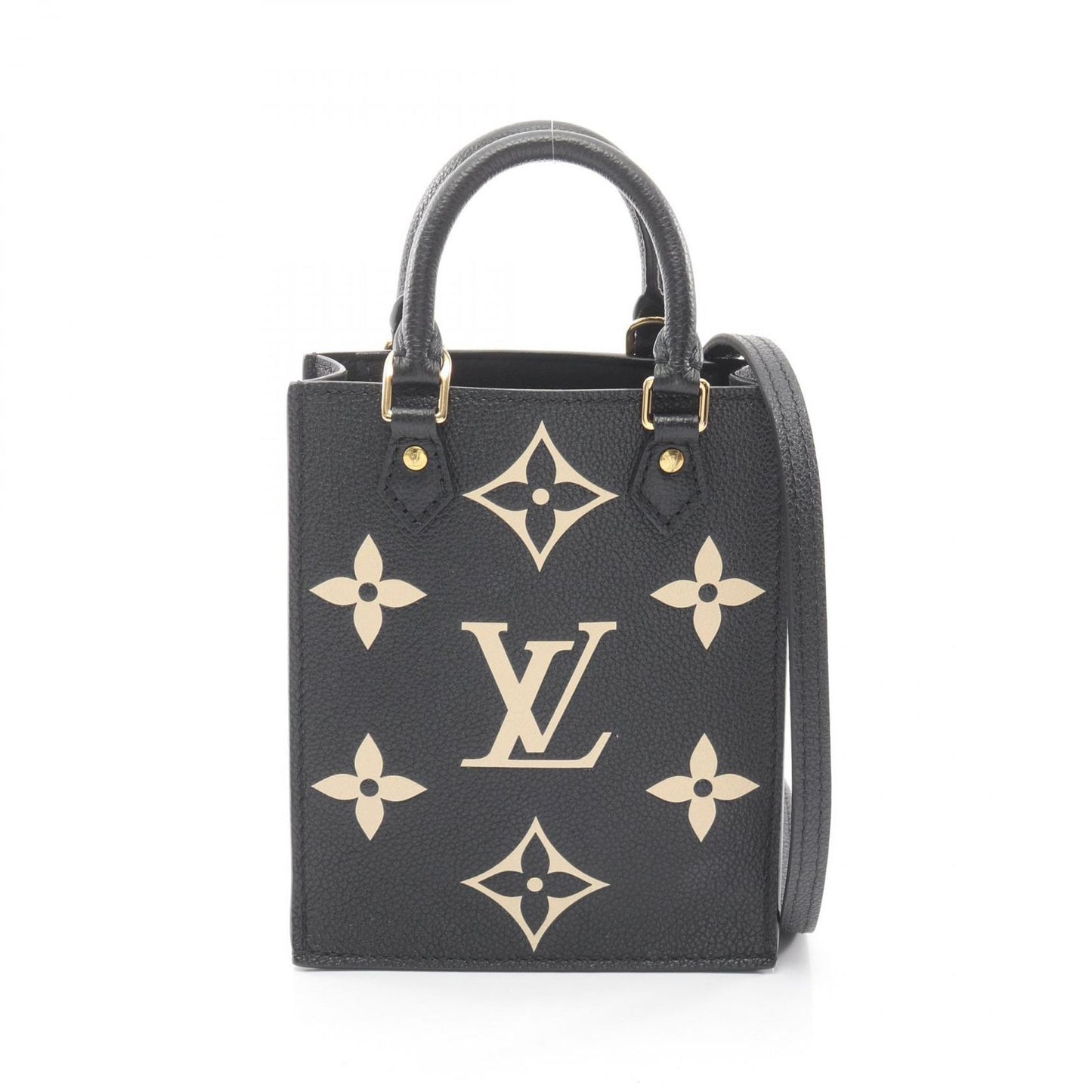 Louis Vuitton Handbag Petite Sac Plat Bicolor Black Beige Leather