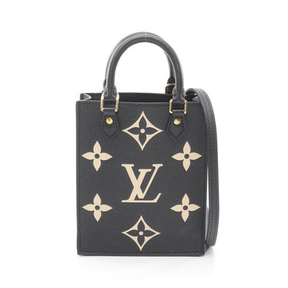 Louis Vuitton Handbag Petite Sac Plat Bicolor Black Beige Leather