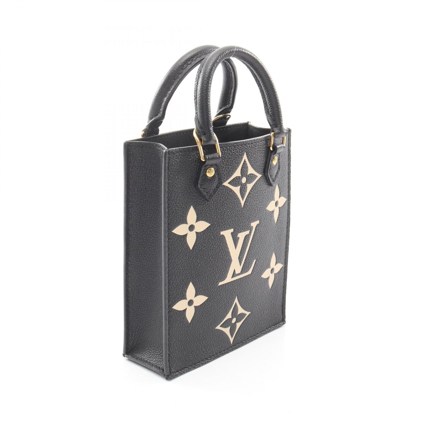 Louis Vuitton Handbag Petite Sac Plat Bicolor Black Beige Leather — view 2