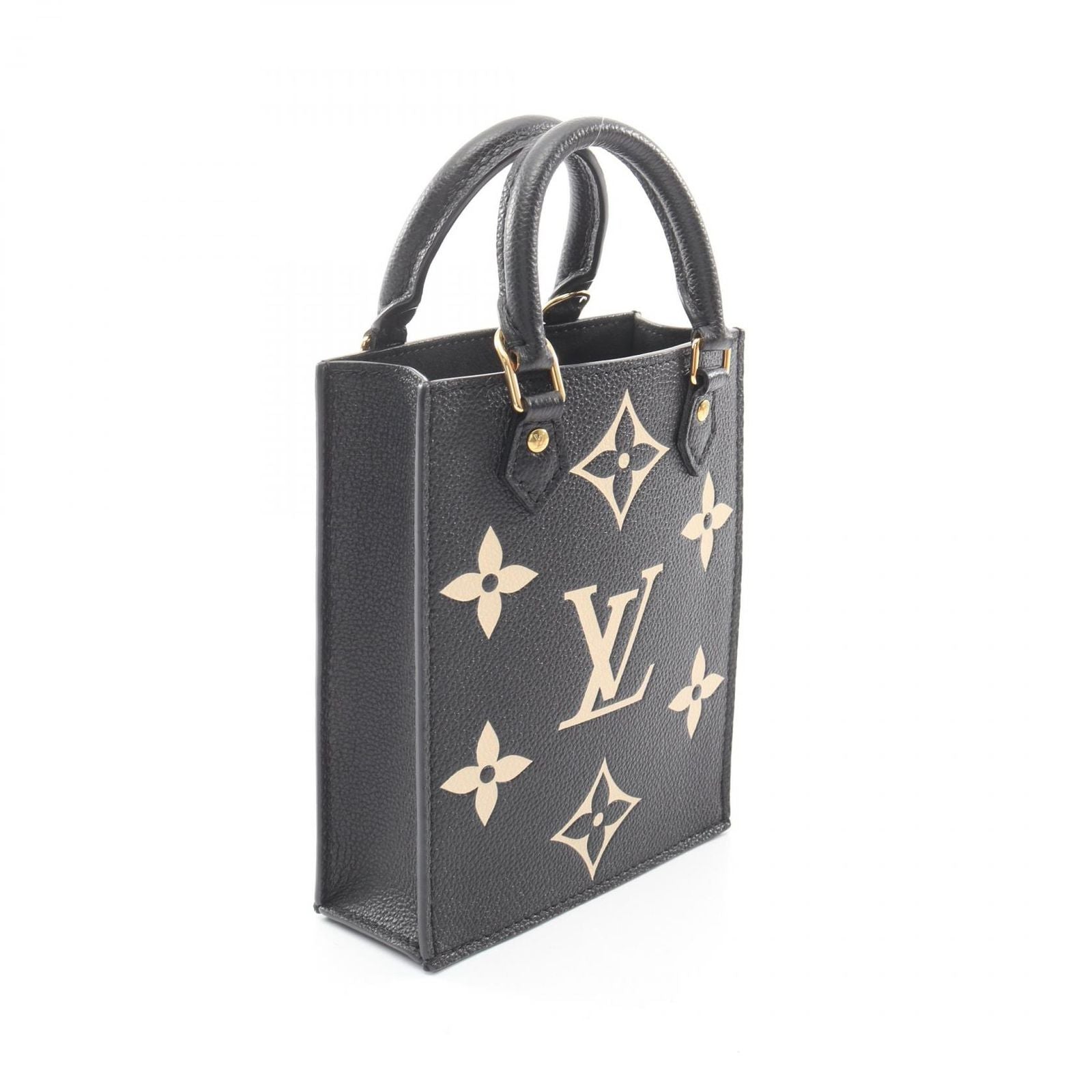 Louis Vuitton Handbag Petite Sac Plat Bicolor Black Beige Leather — view 2