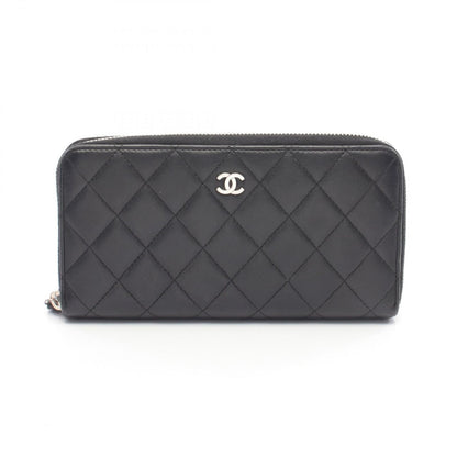 Chanel Round Wallet Quilted Black Lambskin
