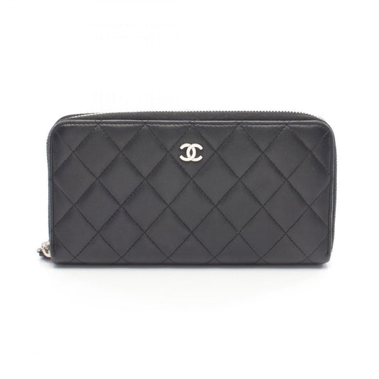 Chanel Round Wallet Quilted Black Lambskin