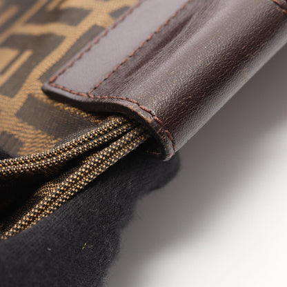 Fendi Shoulder Bag Zucca Black Brown Nylon Leather — view 9