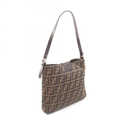 Fendi Shoulder Bag Zucca Black Brown Nylon Leather — view 2
