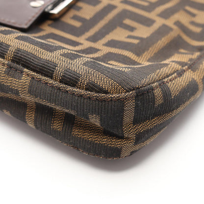 Fendi Shoulder Bag Zucca Black Brown Nylon Leather — view 7
