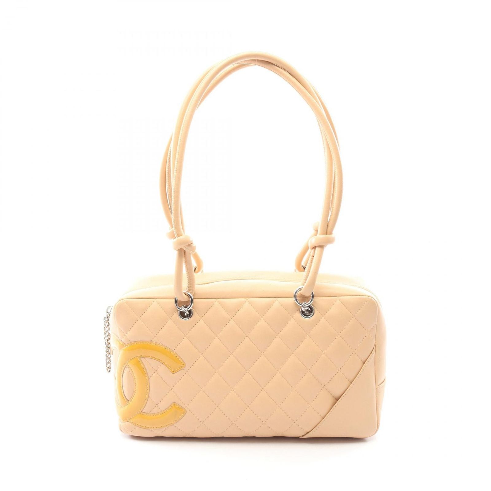 Chanel Shoulder Bag Cambon Line Beige Leather Patent