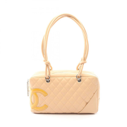 Chanel Shoulder Bag Cambon Line Beige Leather Patent