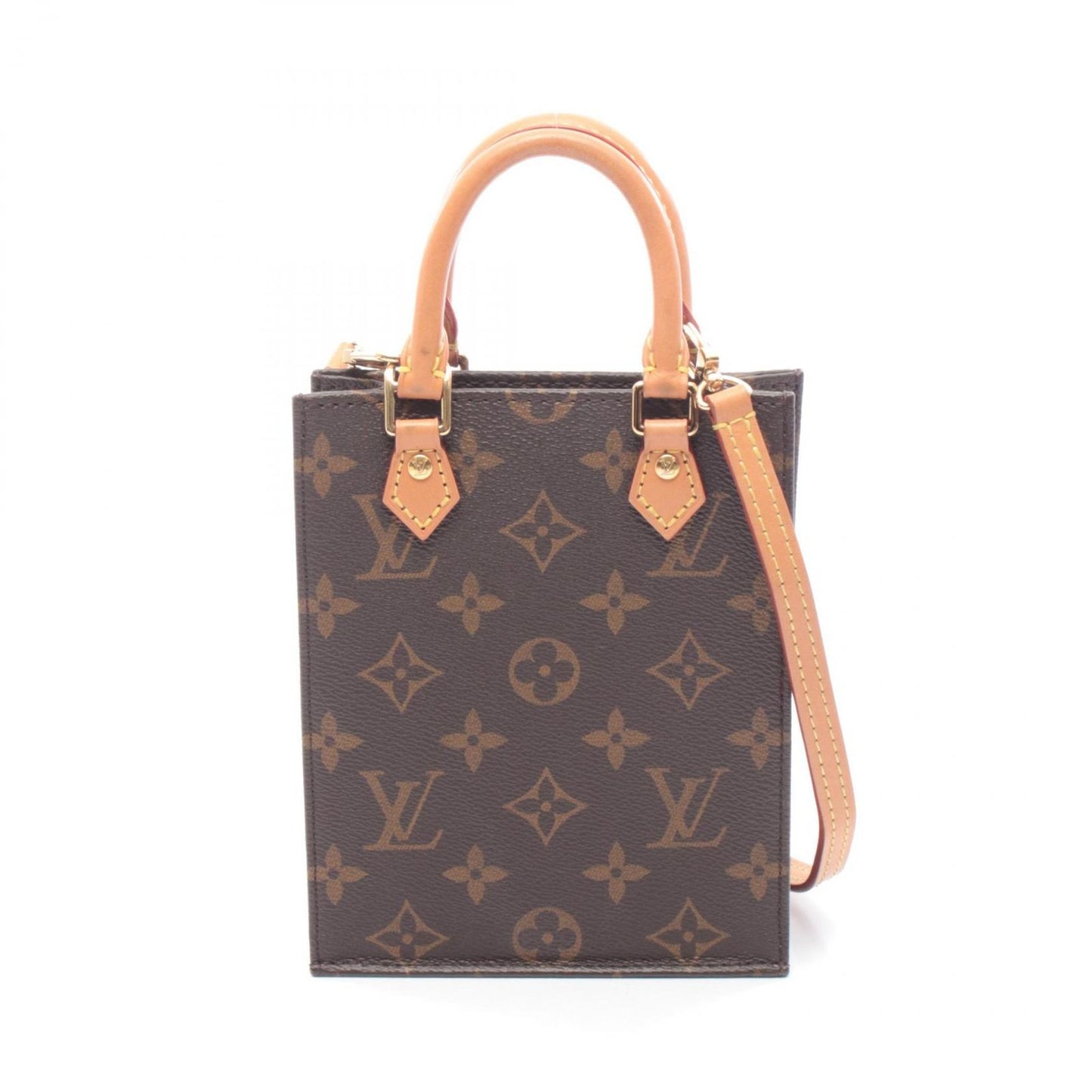Louis Vuitton Handbag Sac Plat Canvas Leather Petite