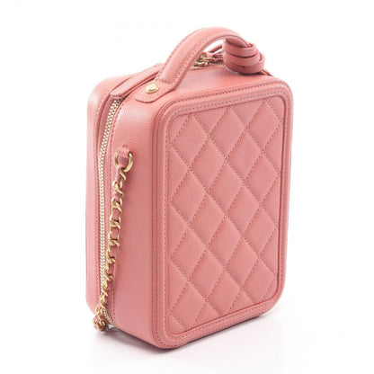 Chanel Shoulder Bag CC Filigree Coral Pink Leather CC Quilted Vanity 2-Way Chain — view 2