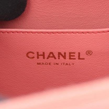 Chanel Shoulder Bag CC Filigree Coral Pink Leather CC Quilted Vanity 2-Way Chain — view 4