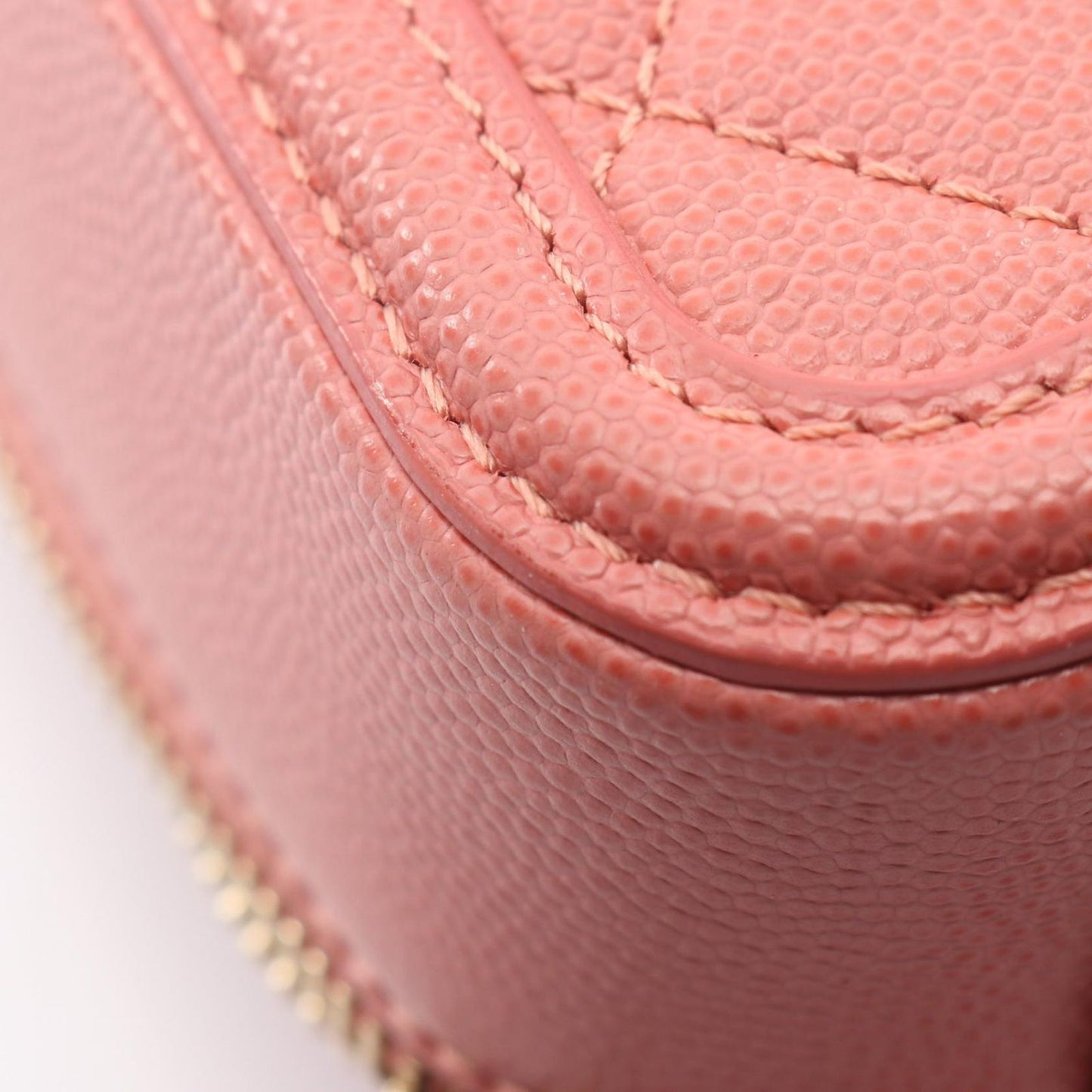 Chanel Shoulder Bag CC Filigree Coral Pink Leather CC Quilted Vanity 2-Way Chain — view 7