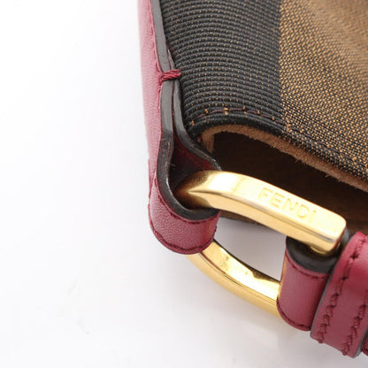 Fendi Shoulder Bag Pecan Black Khaki Wine Canvas Leather — view 8