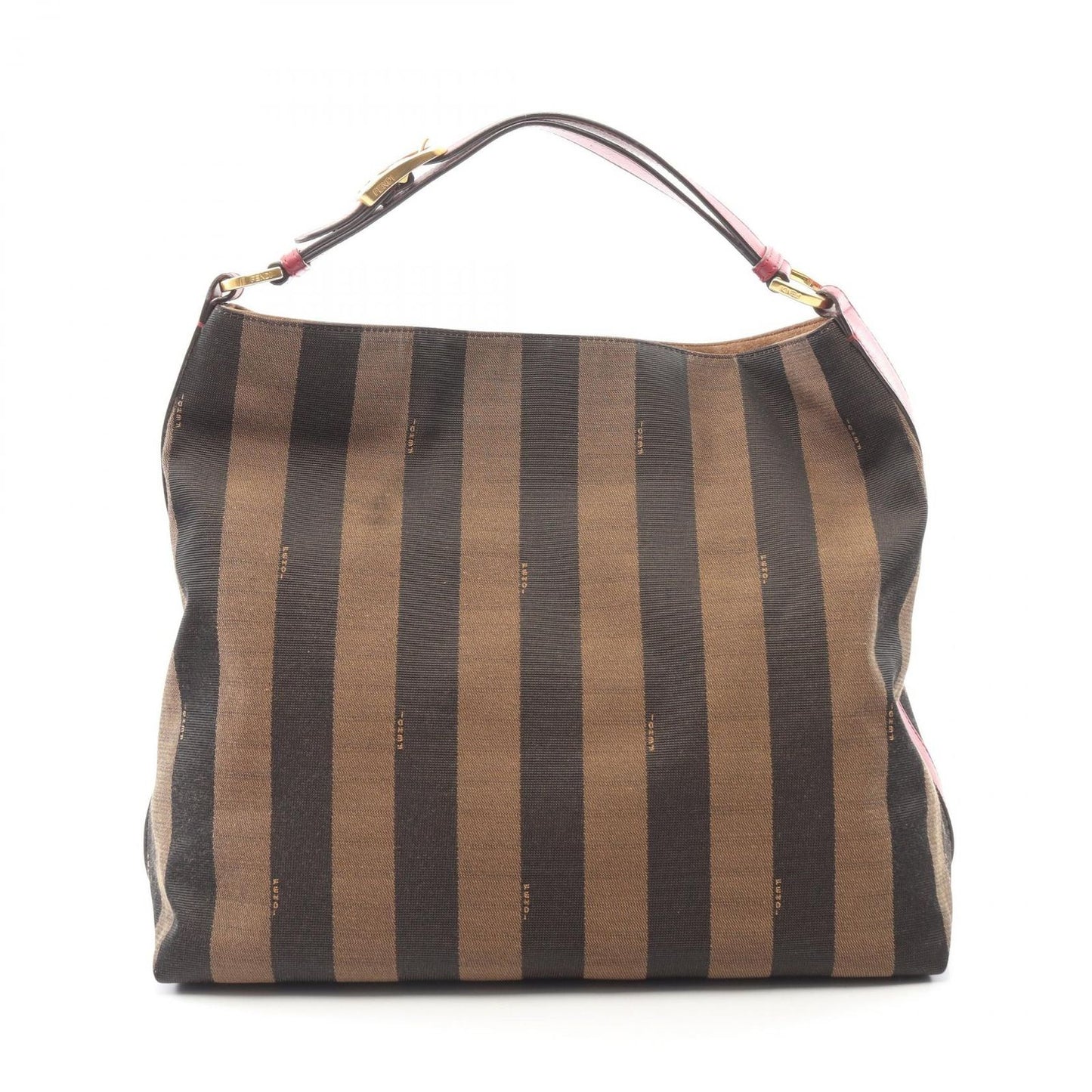 Fendi Shoulder Bag Pecan Black Khaki Wine Canvas Leather