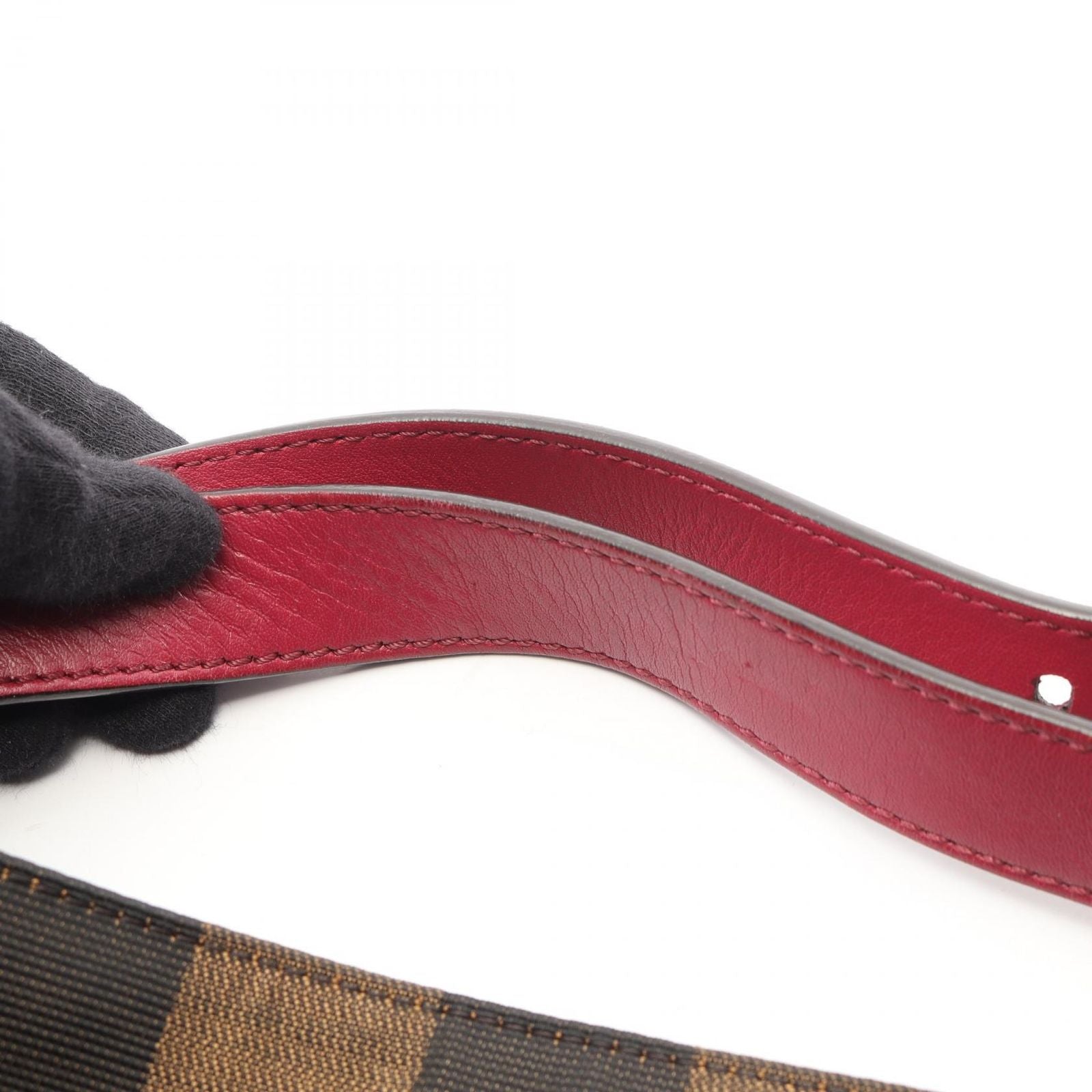 Fendi Shoulder Bag Pecan Black Khaki Wine Canvas Leather — view 7
