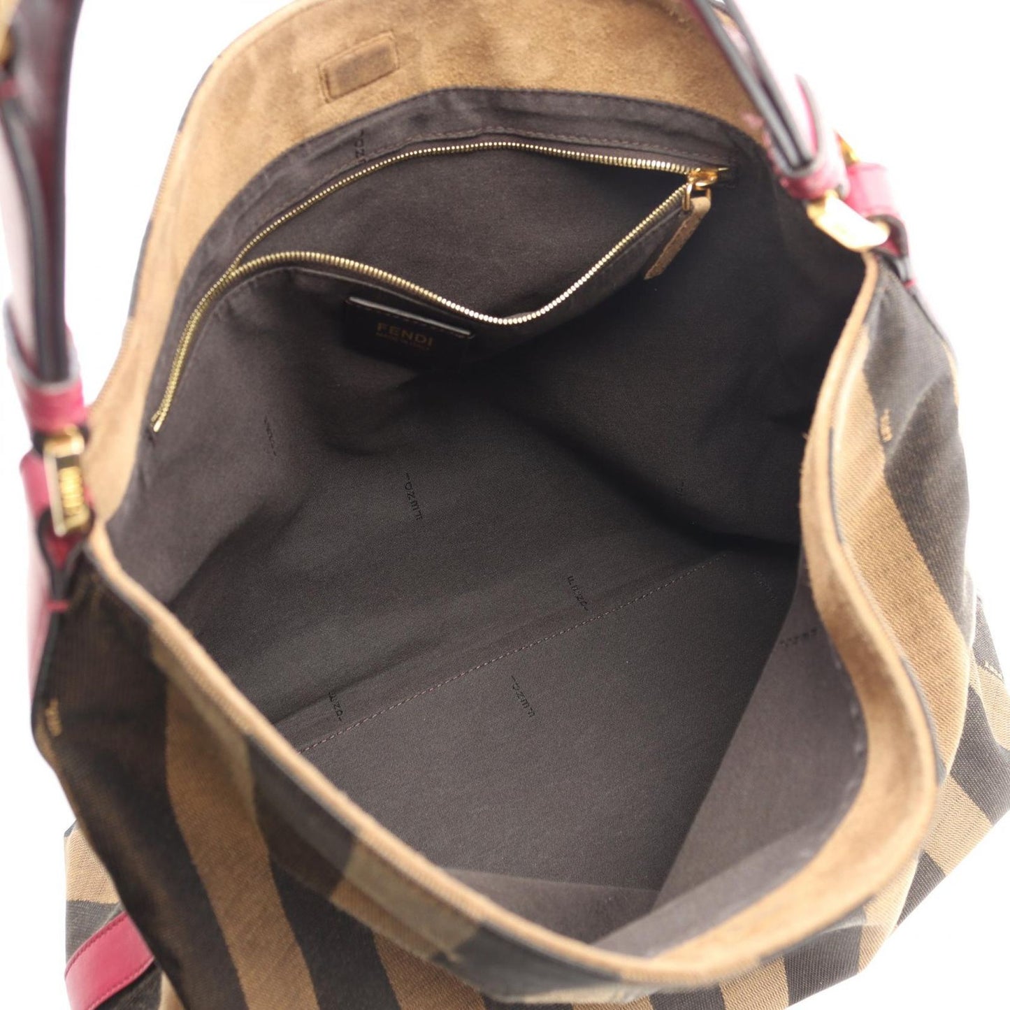 Fendi Shoulder Bag Pecan Black Khaki Wine Canvas Leather — view 3
