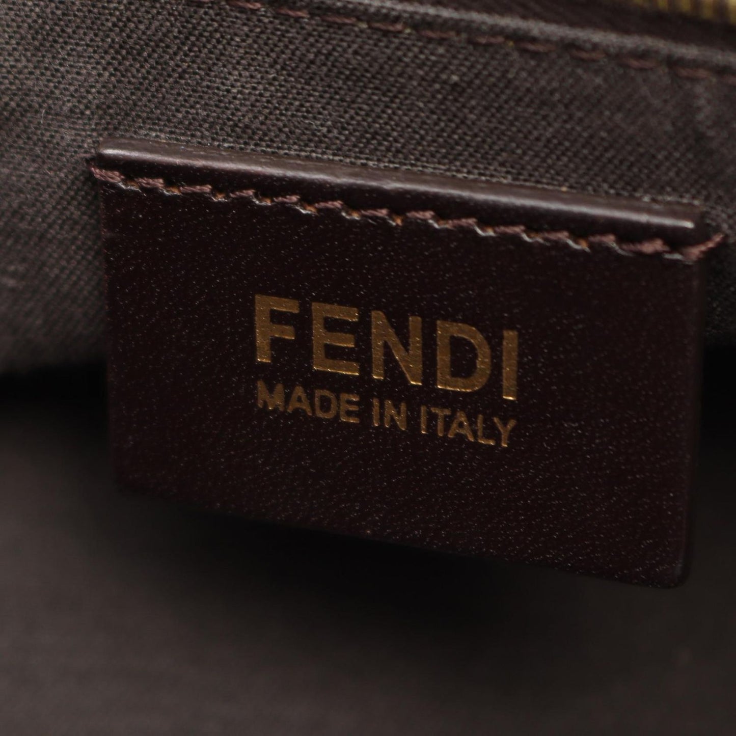 Fendi Shoulder Bag Pecan Black Khaki Wine Canvas Leather — view 4