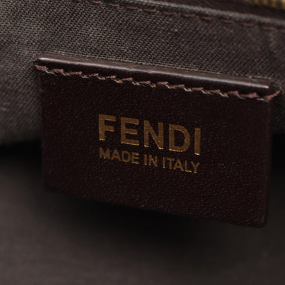 Fendi Shoulder Bag Pecan Black Khaki Wine Canvas Leather — view 4