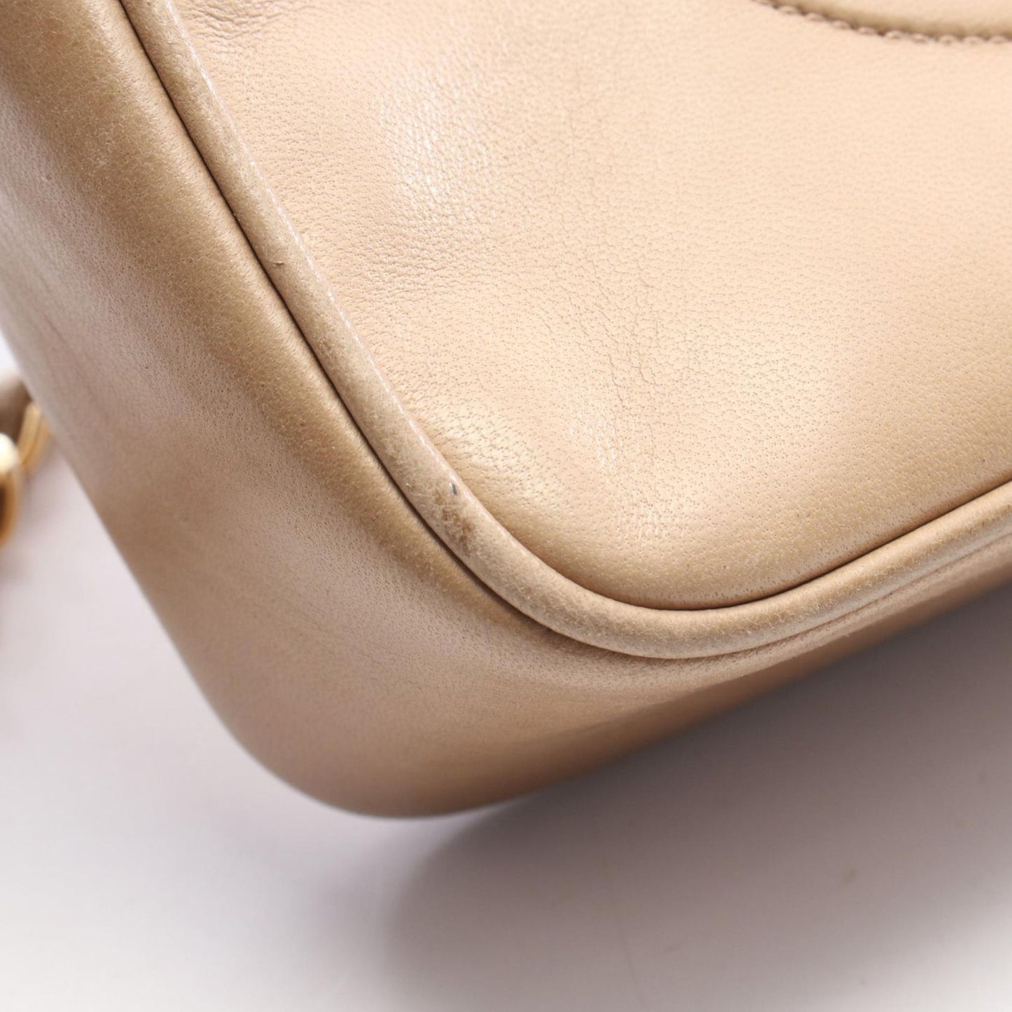 Chanel Shoulder Bag Beige Lambskin CC Logo Fringe Mini Chain — view 9