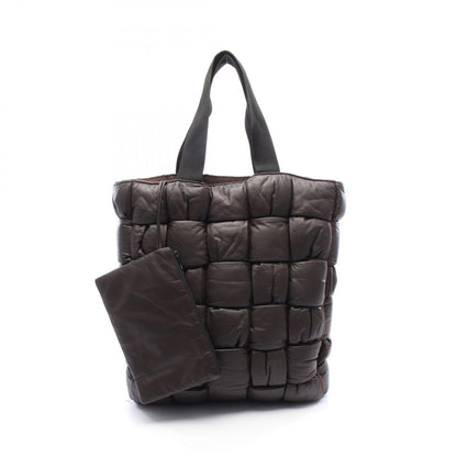 Bottega Veneta Tote Padded Quilted Dark Brown Leather Intrecciato