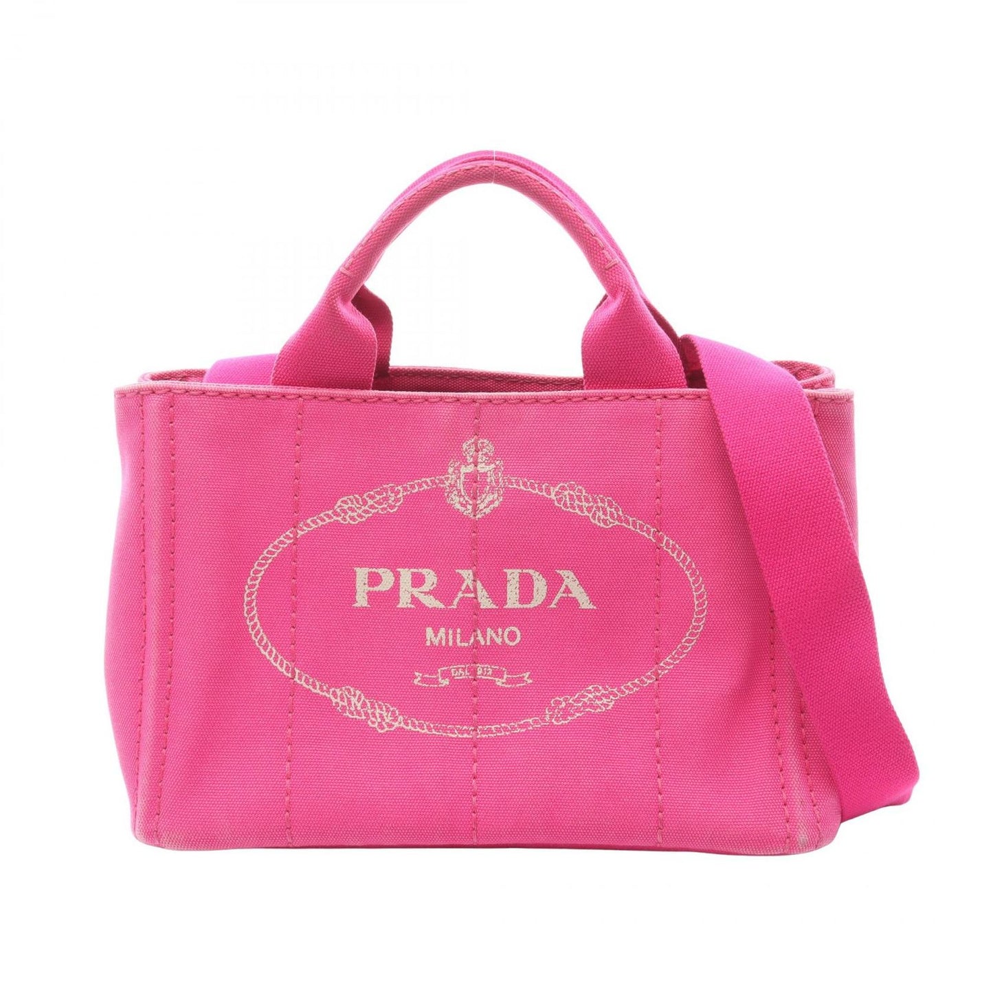 Prada Tote Canapa Fuchsia Pink Canvas 2-Way