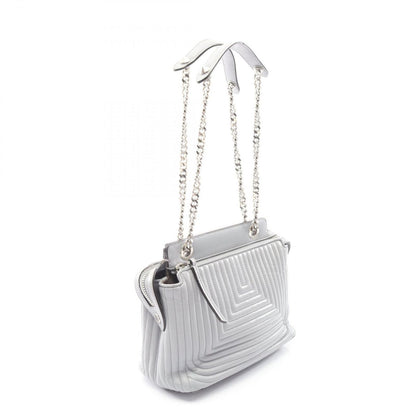 Fendi Shoulder Bag Dot Com Click Light Gray Leather Dot Com Chain — view 2
