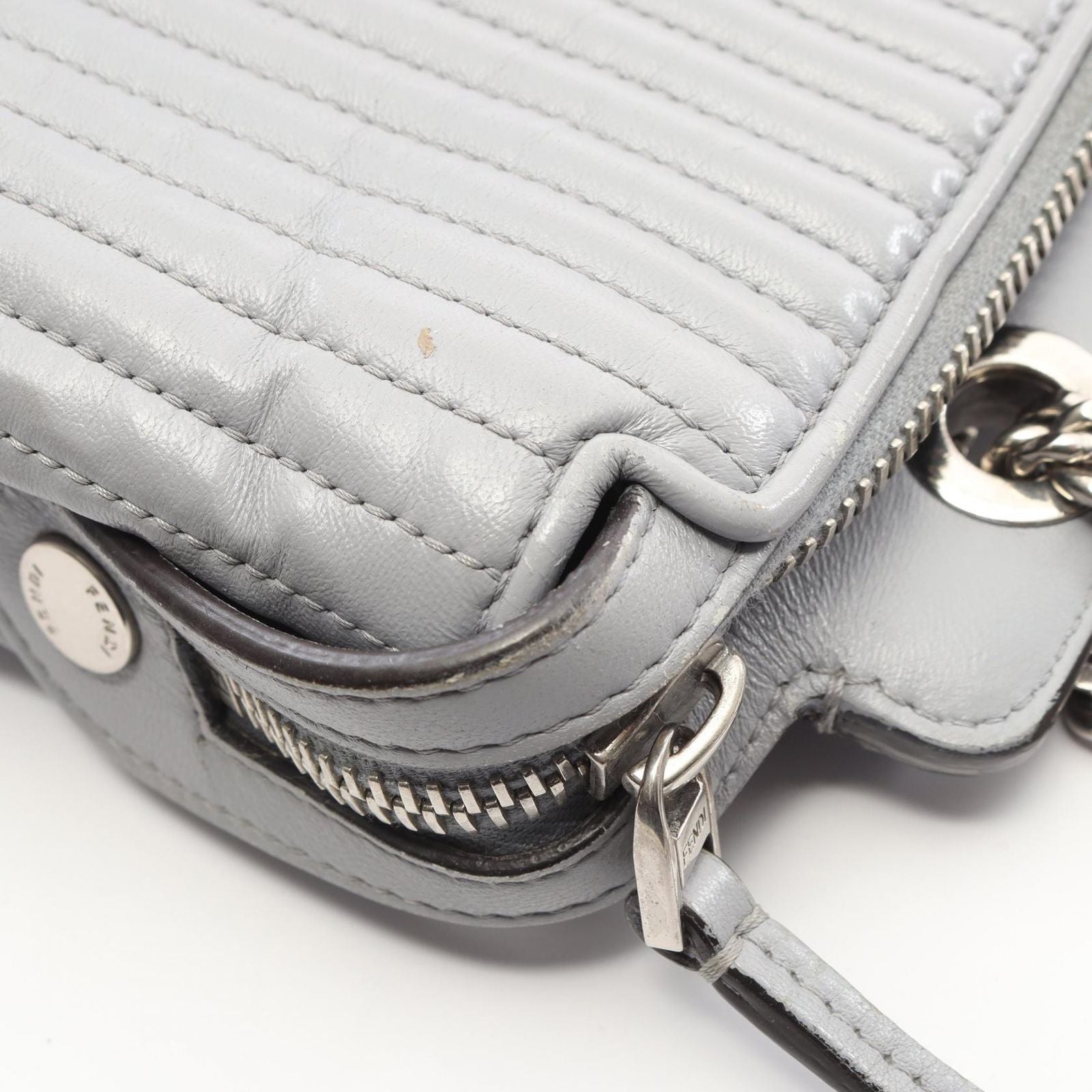 Fendi Shoulder Bag Dot Com Click Light Gray Leather Dot Com Chain — view 8
