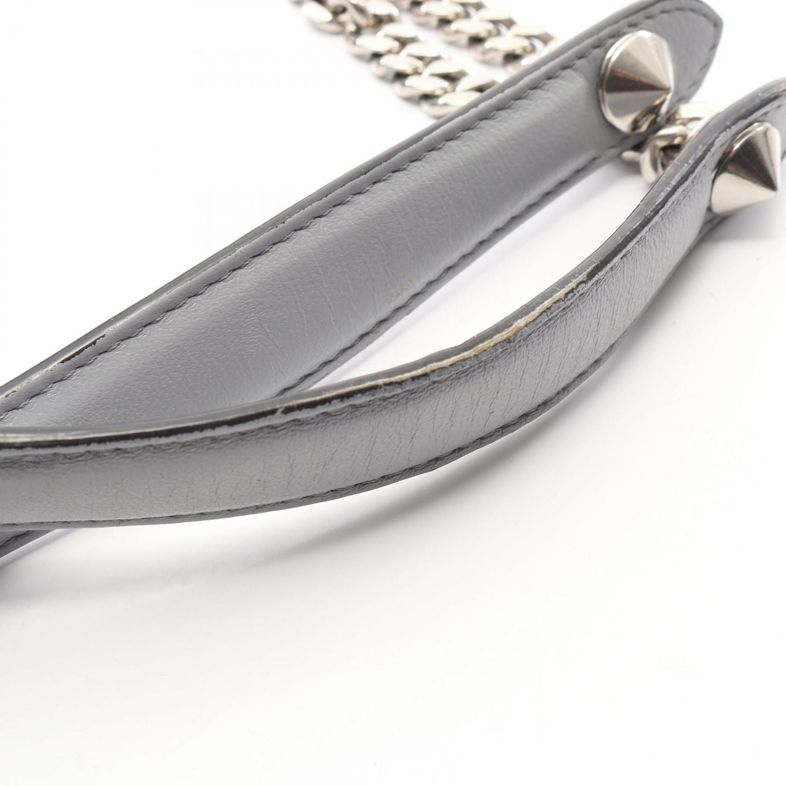 Fendi Shoulder Bag Dot Com Click Light Gray Leather Dot Com Chain — view 7