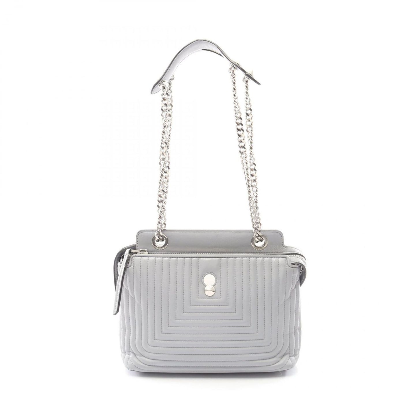 Fendi Shoulder Bag Dot Com Click Light Gray Leather Dot Com Chain