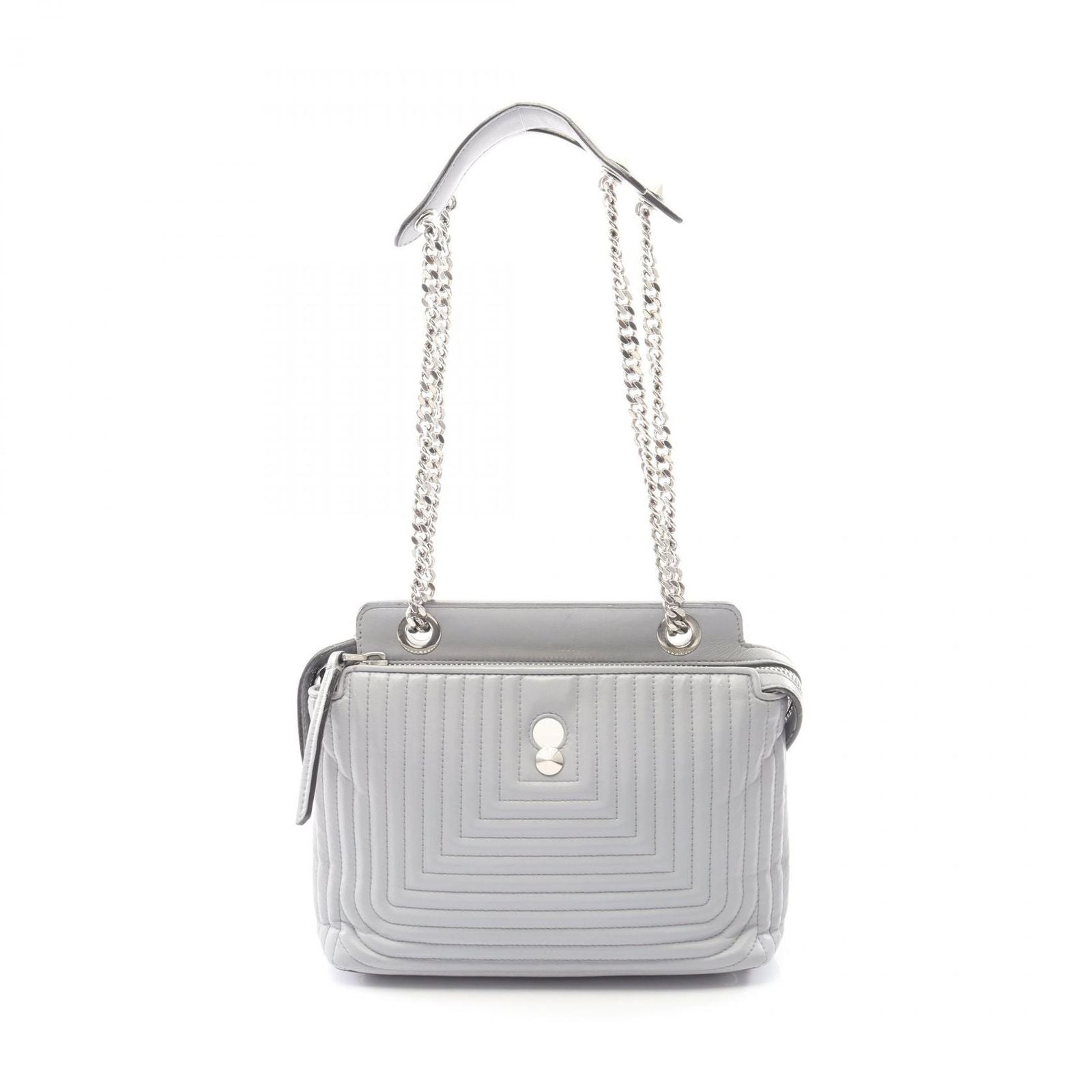 Fendi Shoulder Bag Dot Com Click Light Gray Leather Dot Com Chain