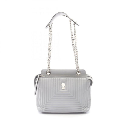 Fendi Shoulder Bag Dot Com Click Light Gray Leather Dot Com Chain