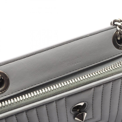 Fendi Shoulder Bag Dot Com Click Light Gray Leather Dot Com Chain — view 6