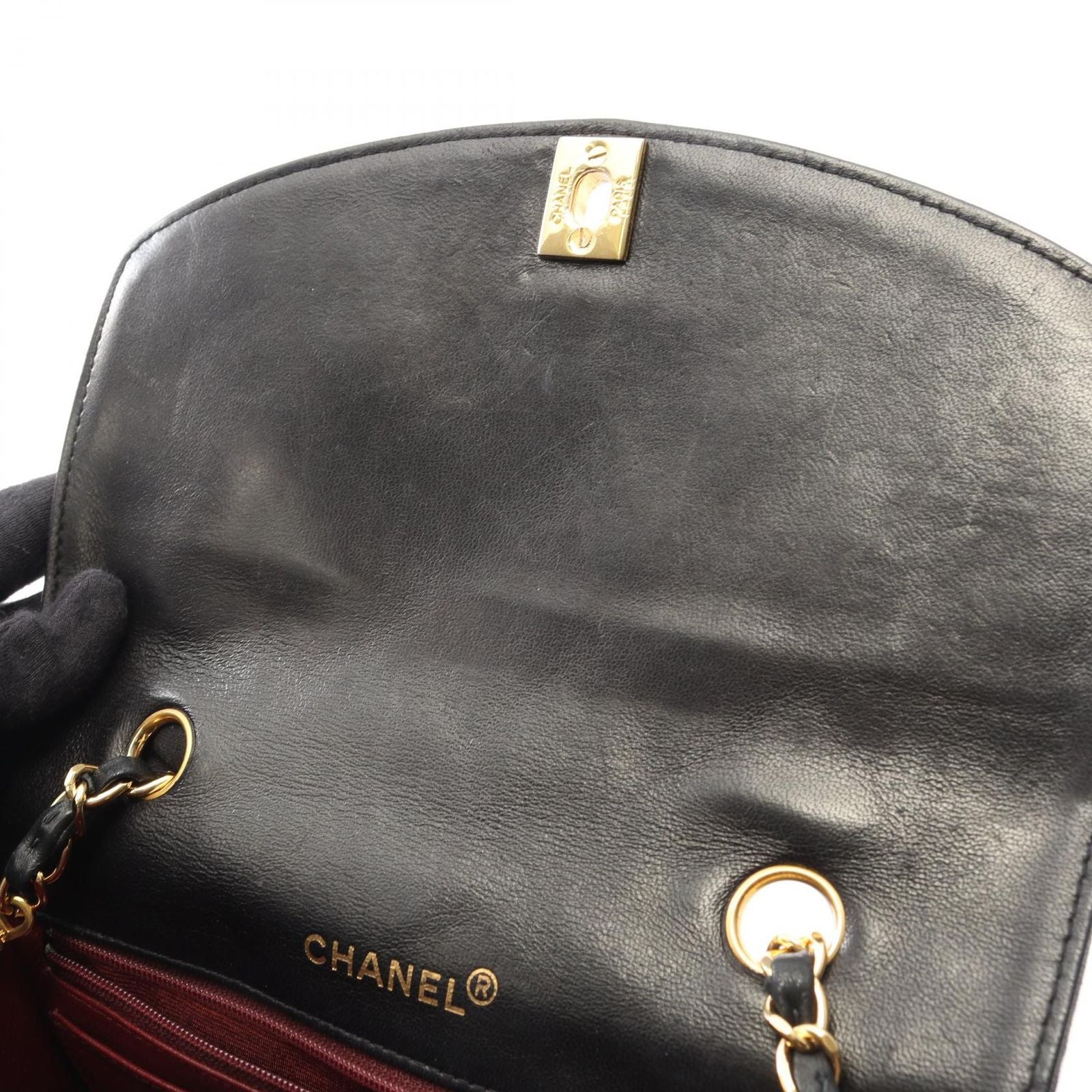 Chanel Shoulder Bag Quilted Diana Flap Black Lambskin Chain — view 7