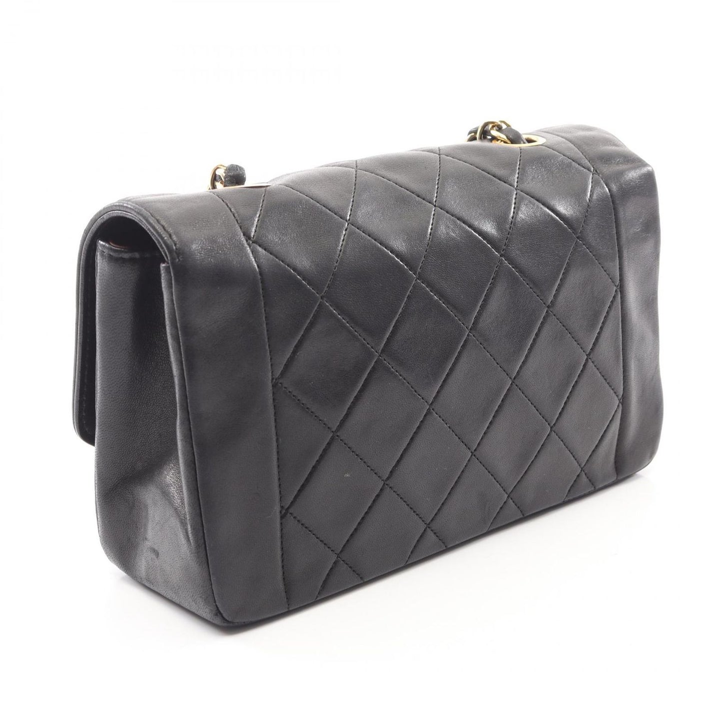 Chanel Shoulder Bag Quilted Diana Flap Black Lambskin Chain — view 2