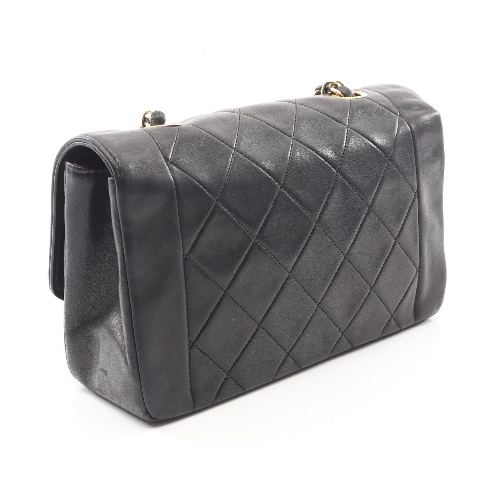 Chanel Shoulder Bag Quilted Diana Flap Black Lambskin Chain — view 2