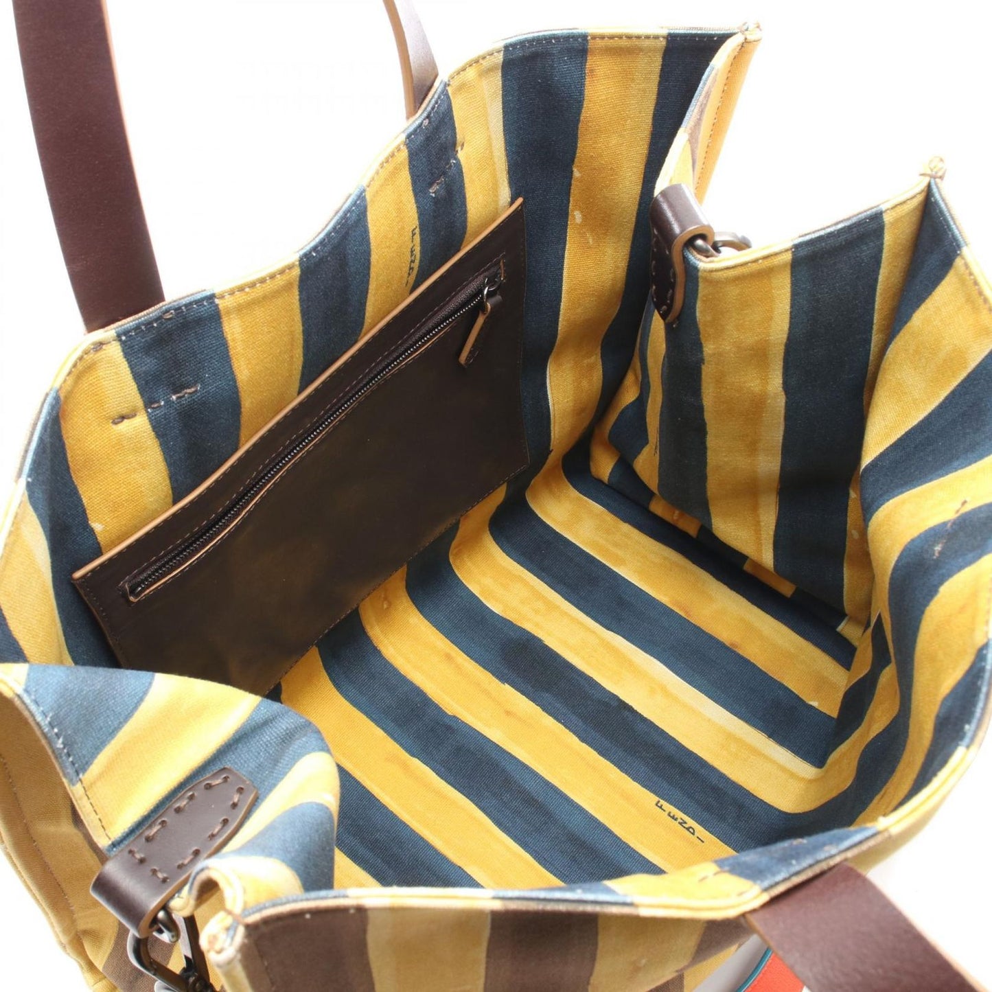 Fendi Tote Pecan Yellow Brown Canvas Leather 2-Way — view 3