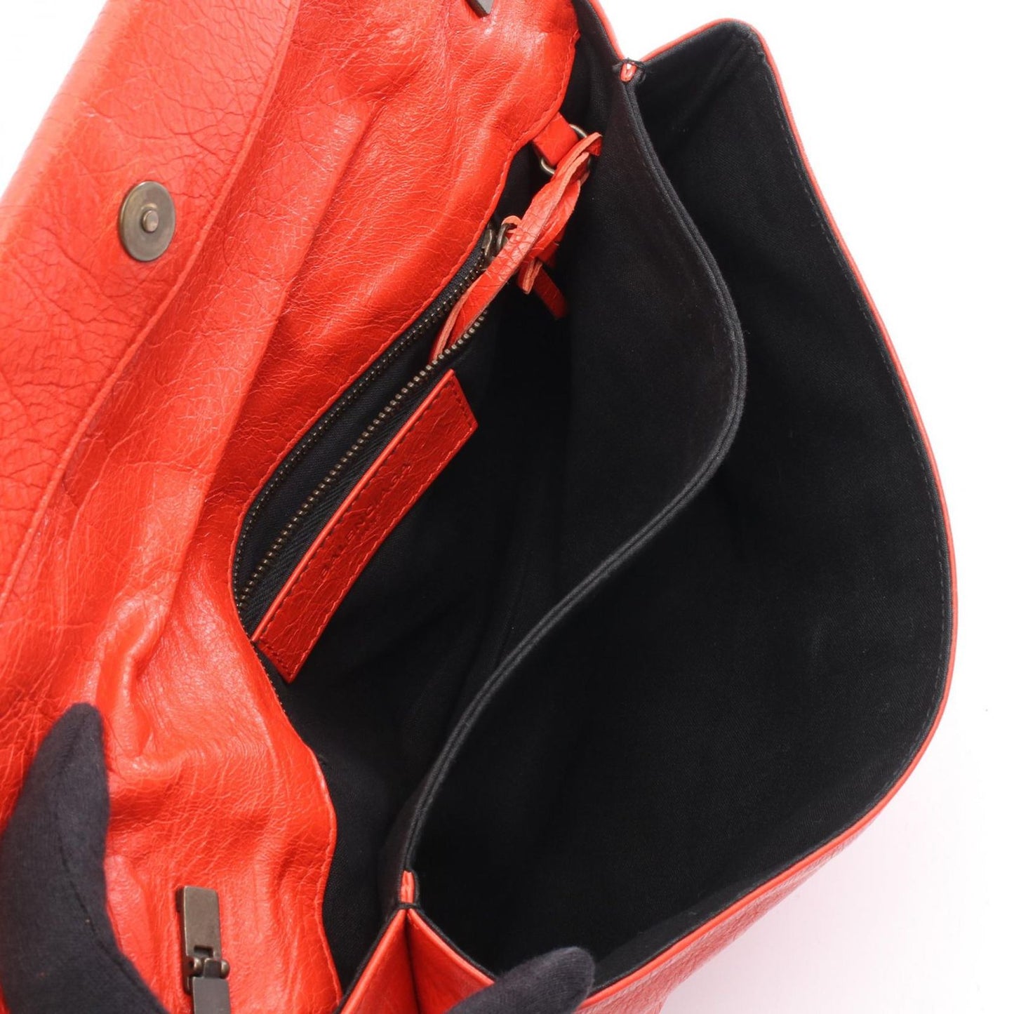 Balenciaga Shoulder Bag Classic Envelope Red Orange Leather 2-Way — view 3