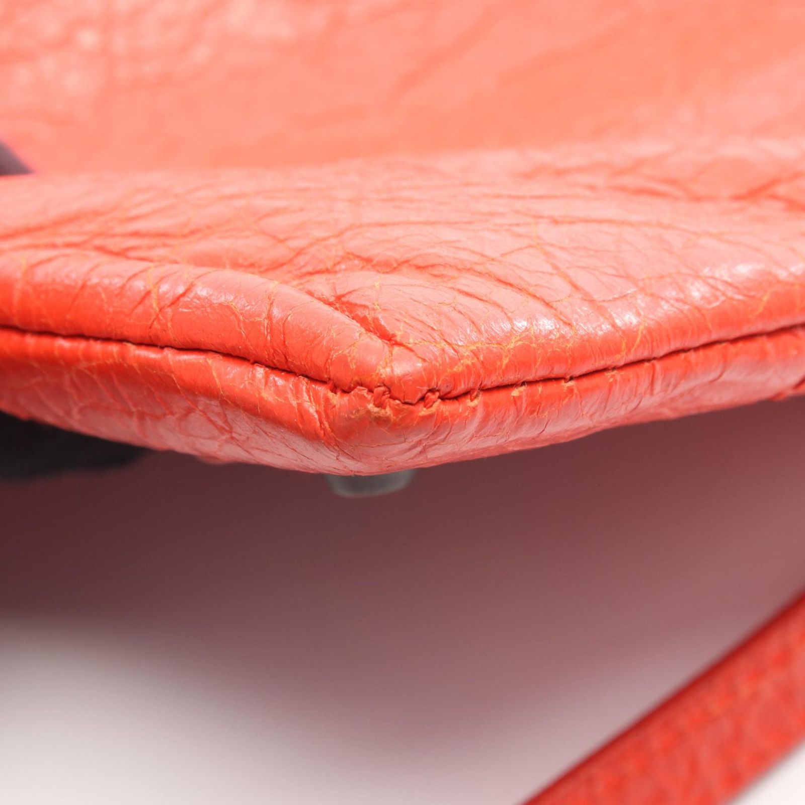 Balenciaga Shoulder Bag Classic Envelope Red Orange Leather 2-Way — view 9