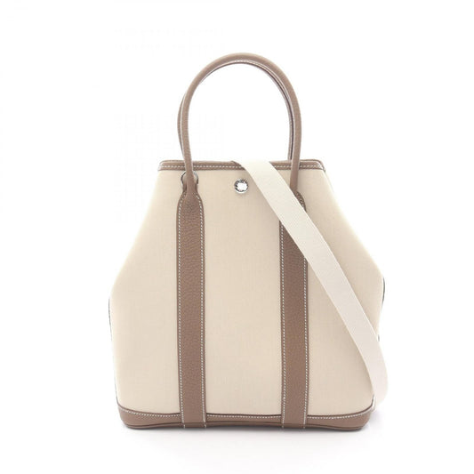 Hermes Tote Garden File PM Beton Etoupe Canvas Leather