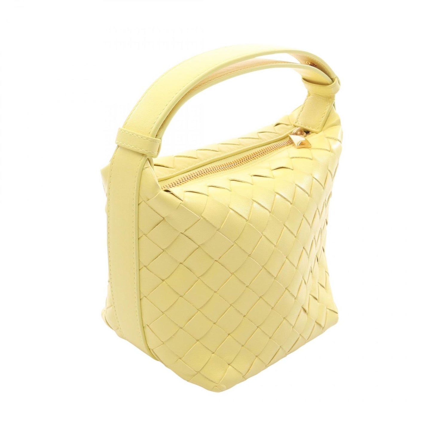 Bottega Veneta Handbag Candy Wallace Intrecciato Yellow Leather — view 2