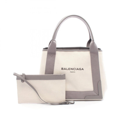Balenciaga Tote Navy Cabas Natural Gray Canvas Leather