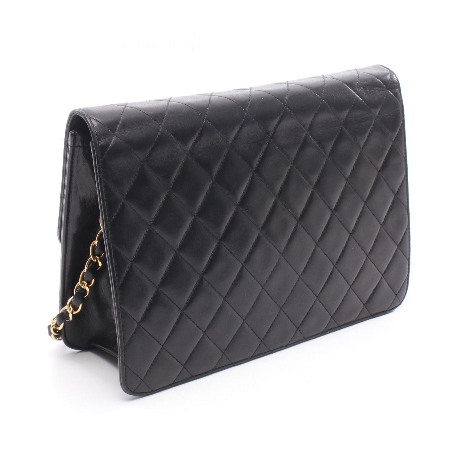 Chanel Shoulder Bag Quilted Black Lambskin Push Lock Chain — view 2